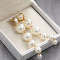 Classic Gold-Plated Long Pearl Drop Earrings