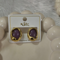 Purple Stud Earrings – 18K Gold Plated
