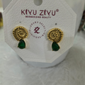 Spiral Drop Emerald Stud Earrings – 18K Gold Plated