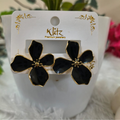 Black Pearl Flower Earrings – 18K Gold Plated
