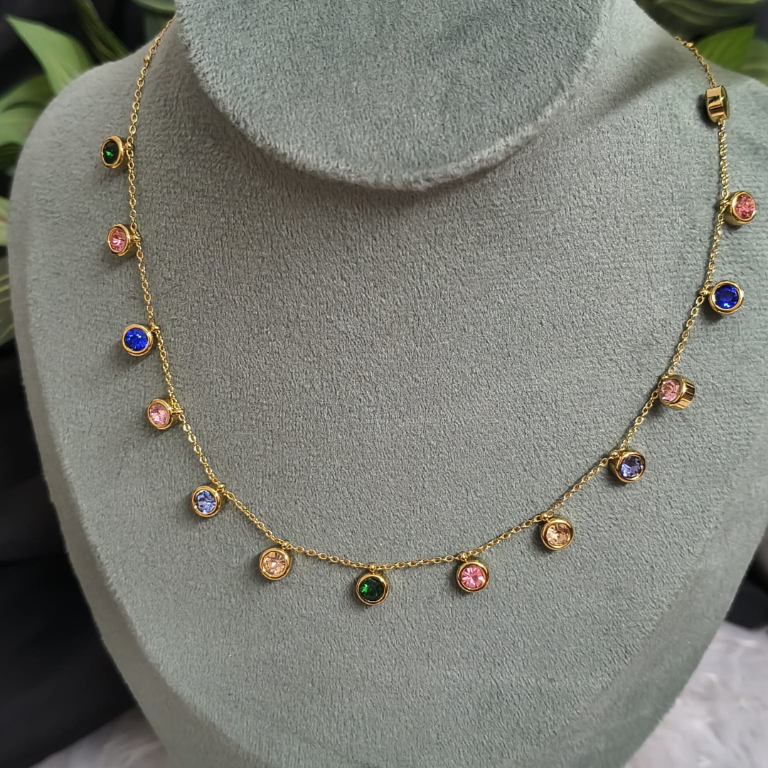 Multicolour Charm Necklace – High Quality, Anti-Tarnish, 18K Gold Plated