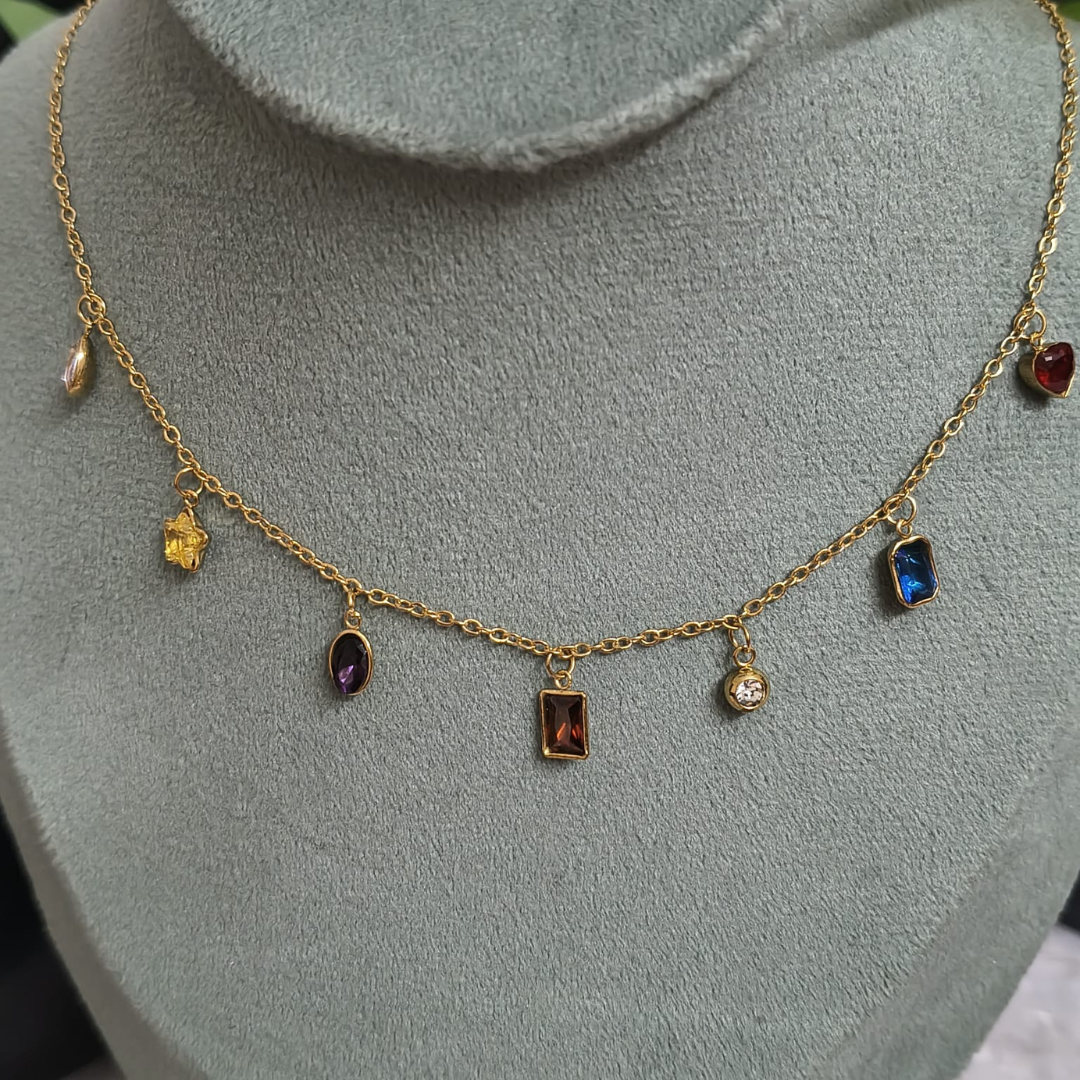 Multicolour Charm Necklace – High Quality, Anti-Tarnish, 18K Gold Plated