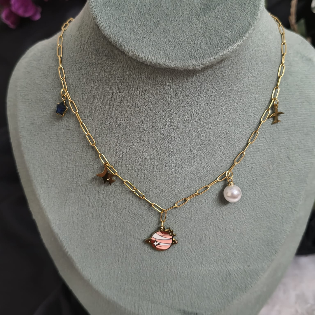 Planet Charm Necklace – High Quality, Anti-Tarnish, 18K Gold Plated